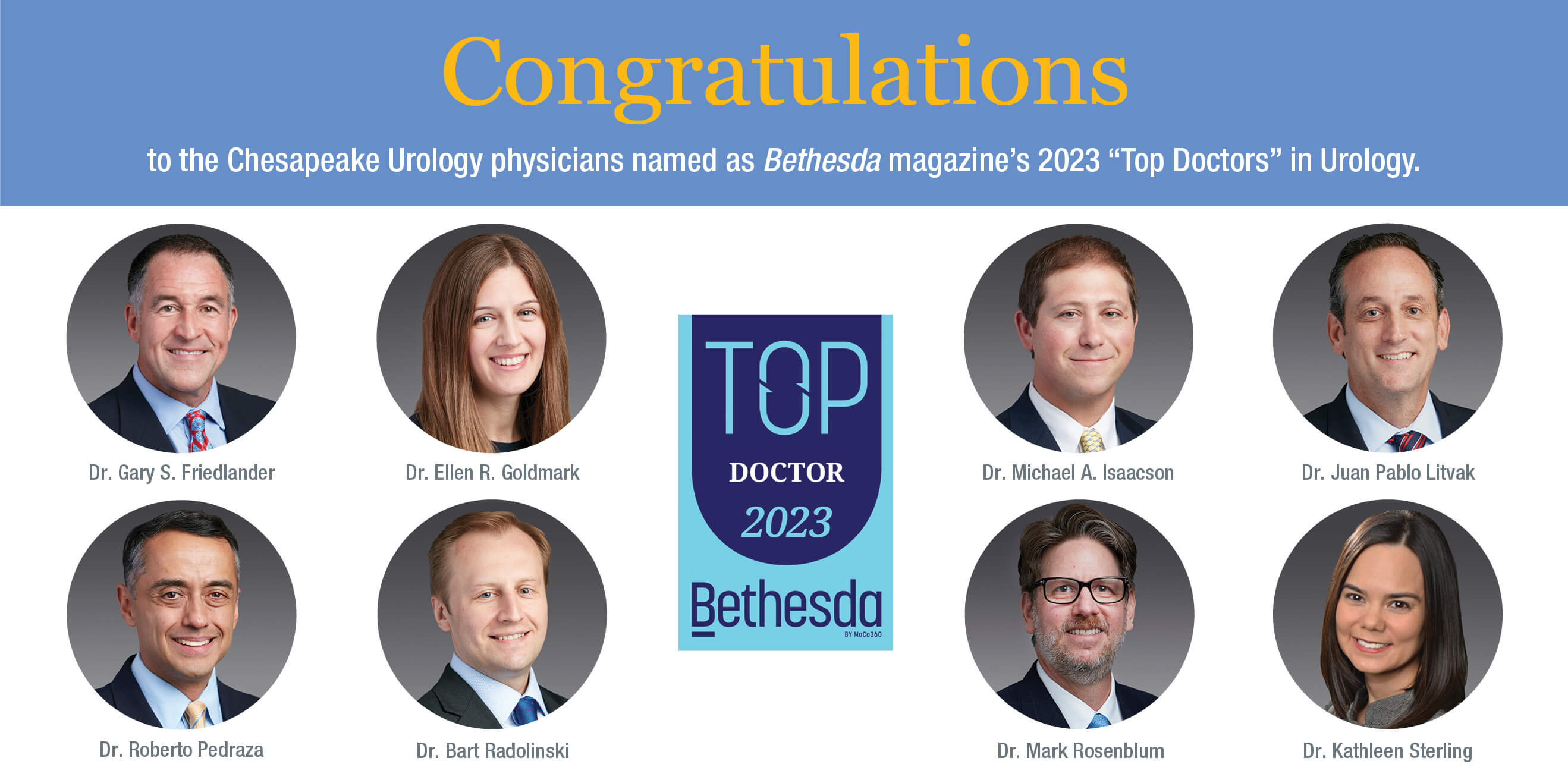 Eight Chesapeake Urology Physicians Named 'Top Doctors'